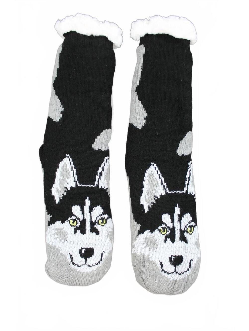 Husky Non-Slip Fuzzy Slipper Socks Fluffy Cozy Winter Boots